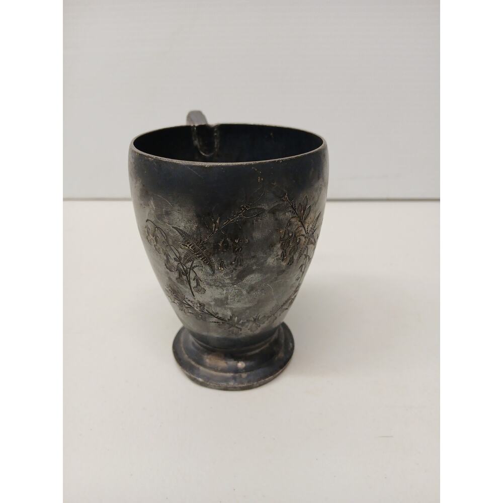 Simpson Hall Miller & Co. Treble Plate Antique Cup with Floral Engraved Design